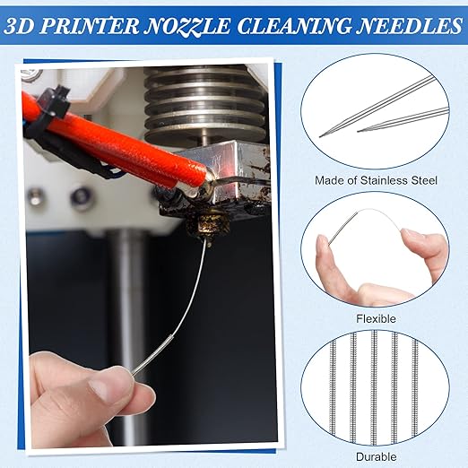 100 Pieces 3D Printer Nozzle Cleaning Kit 0.4 mm Needles Cleaner Stainless Steel Nozzle Cleaning Tool Kit Espresso Distribution Tool WDT Tool