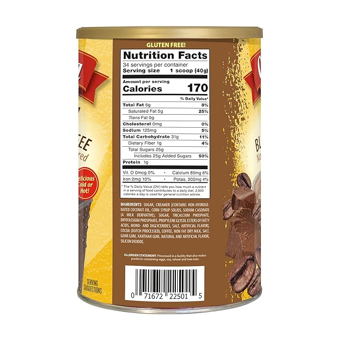 Caffe D'Vita Mocha Blended Iced Coffee - Mocha Powder Frappe Mix, Instant Ice Coffee Mix for Cappuccino, Frappe Freeze, Enjoy Hot, Blended, or Iced - 3lbs
