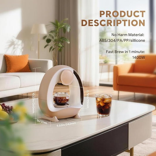 3 in 1 Single Serve Coffee Maker for K Cup,Ground Coffee and Tea Leaves,1400W 20s Fast Heating Mini K Cup Coffee Brewer,One Button Operation,Spring Easter Outdoor Portable for Small Spaces