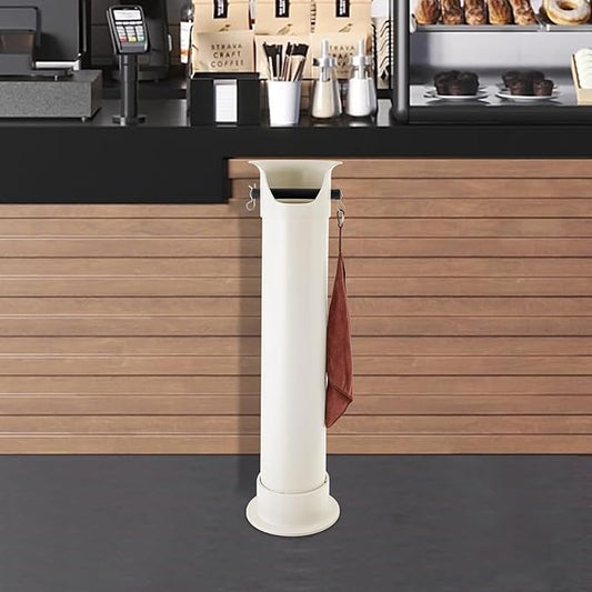 Espresso Coffee Knock Box, Commercial Knock Box for Espresso Coffee Grounds, Floor Standing Coffee Knock Box with 30pcs Garbage Bags and Towel (White)