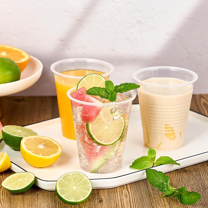 Turbo Bee 2000 Pack 12oz Plastic Cups,Clear Drinking Cups,Disposable Party Cups Bulk,Hot and Cold Drink Container for Water, Juice, Soda,Coffee