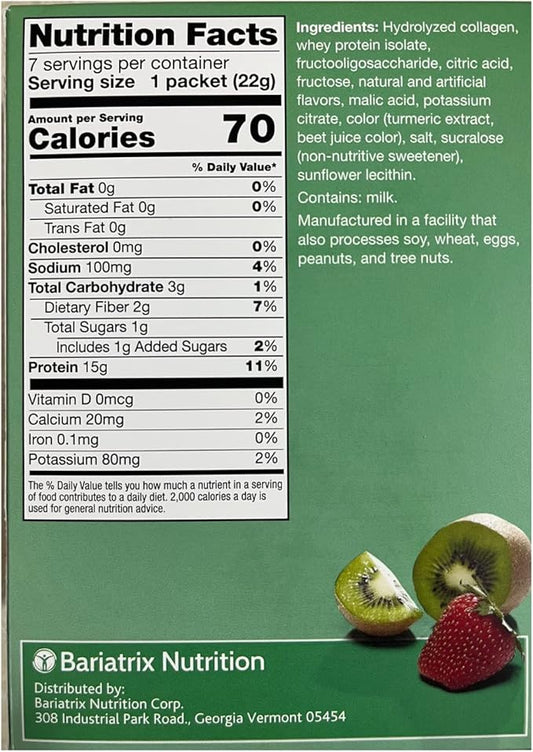 PROTIFIT - High Protein Fruit Flavored Powder Drink Mix, 15g Protein, Low Calorie, Sugar Free, Ideal Protein Compatible, 7 Servings Per Box (Strawberry Kiwi)