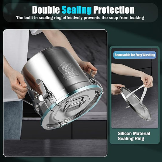 12L/2.64gal Stainless Steel Airtight Canister, Food Storage Canisters with Airtight Lid&Locking Clamp, Rice Container Cereal Grain Canisters, Storager Bucket for Flour, Coffee Bean, Sugar, Cookie