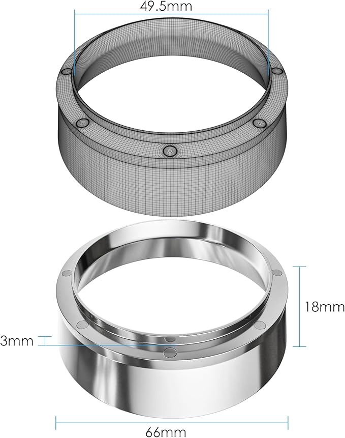 51mm Magnetic Dosing Funnel V2, MATOW Stainless Steel Espresso Dosing Ring with 8 Magnets Compatible with 51mm Espresso Portafilter