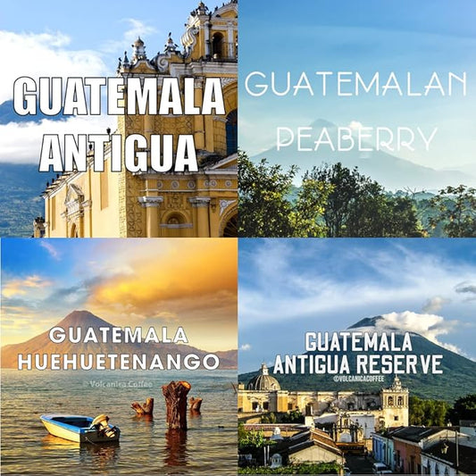 Guatemalan Coffee Gift Box, Whole Bean, Fresh Roasted, 4 X 16-ounces, Guatemala Antigua, Guatemala Huehuetenango, Guatemala Natural, Guatemala Antigua Dark Roast