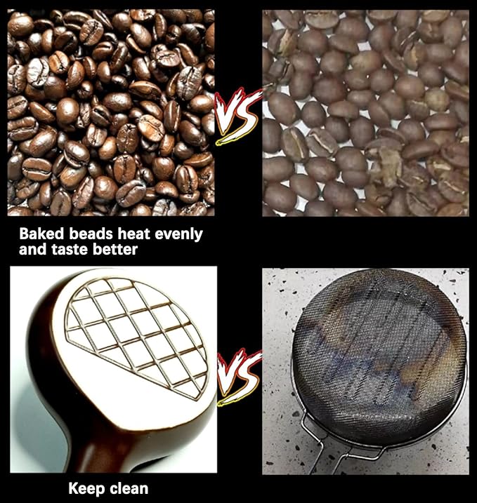 Ceramic Coffee Roaster Machine for Home Use, Handy Stovetop Coffee Bean Roaster with Extended Handle, Manual Coffee Baking Tool