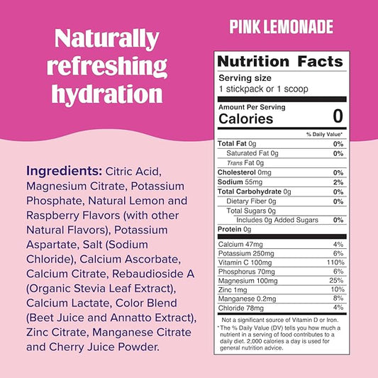 Ultima Replenisher Daily Electrolyte Powder Drink Mix – Sugar Free – Pink Lemonade, 30 Serving – Hydration Powder with 6 Key Electrolytes and Trace Minerals – Keto Friendly, Vegan, Non-GMO