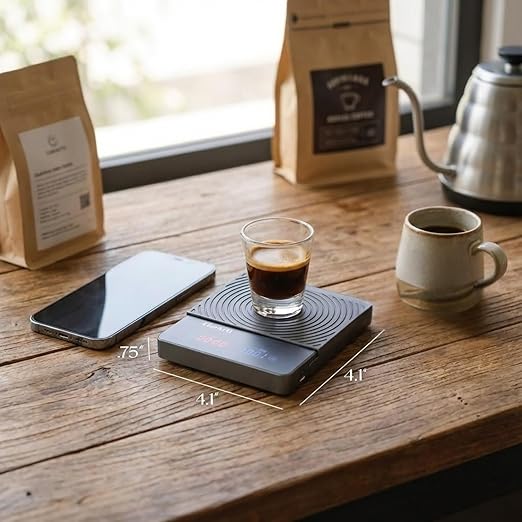 Sensitive Coffee Scale with Timer – 2kg/0.1g High Accuracy Small Espresso Scale for Barista Tools - Water-Resistant, Pour Over, and Drip Coffee – Precision Espresso Scale with Timer