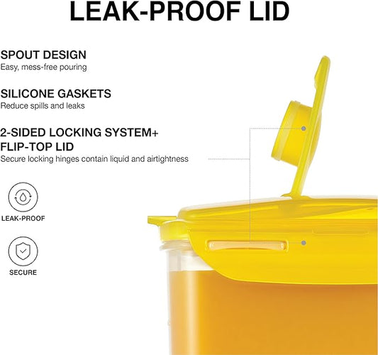 LocknLock HAP607Y Aqua Fridge Door Water Jug with Handle, BPA-Free Plastic Pitcher with Flip-Top Lid and Easy-Pour Spout for Water, Juice, Tea, and Other Drinks, 3-Quart, Yellow