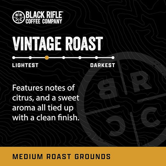 Black Rifle Coffee Company Vintage Roast, 12oz Bag, Ground Coffee Medium Roast - Roasted Blend Made from Arabica Beans - Colombian & Brazilian Beans - Veteran Founded & American Made