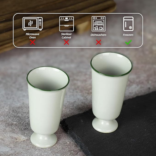 KAMMAK Ceramic Tea Cups Small, Cute Vintage Coffee Cup Set of 2, Porcelain Teacups Espresso Mug, 1.1oz Hand Painted Chinese Afternoon Tea Party Mugs, Birthday Gift for Women Men, Secret Green