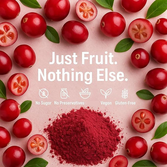 Confect Cranberry Powder | Pure & Natural Fruit Powder for Smoothies, Baking, Beverages, Juices, Tea & DIY Recipes | Vegan, Gluten-Free, No Added Sugar – 100g
