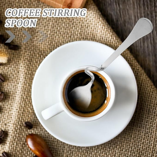 6pcs Stainless Steel Espresso Spoon with Curved Handle Honey Milk Coffee Mixing Spoons Dessert Spoons for Specialty Ice Cream Appetizer S Scooper