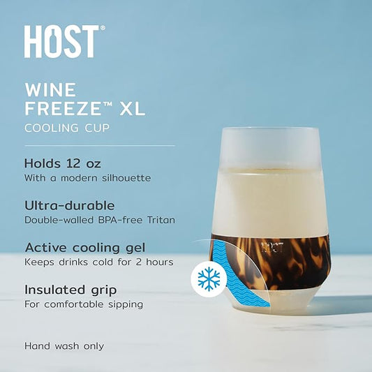 HOST Freeze XL Cooling Cup, Double Walled Insulated Freezable Drink Chilling Tumbler with Freezing Gel, 12 Ounces - Set of 1, Tortoise