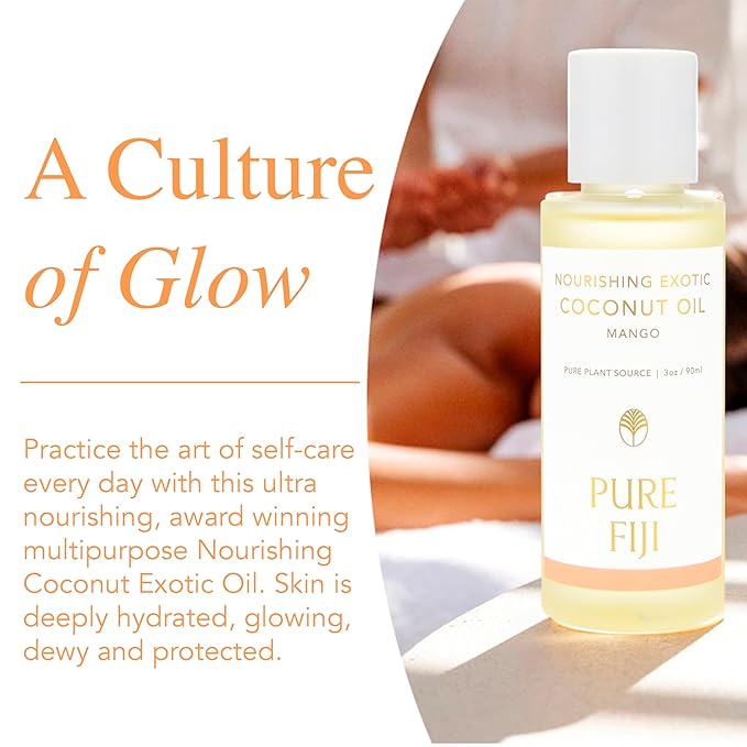 PURE FIJI Travel Size Nourishing Exotic Coconut Oil, Mango (3oz/90ml)