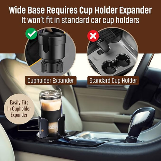 Tupkee 20 oz Double Wall Glass Tumbler With Lid – All Glass Hand Blown Reusable Insulated Travel Mug - For Coffee, Tea, Boba, Iced Coffee, and Smoothie Cup To Go – Black