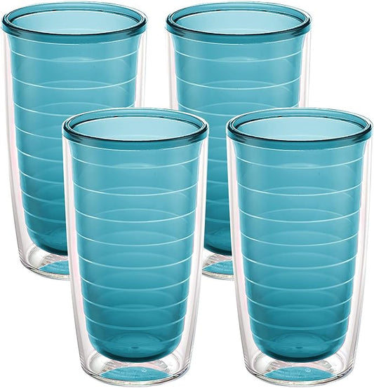 Tervis Clear & Colorful Tabletop Made in USA Double Walled Insulated Tumbler Travel Cup Keeps Drinks Cold & Hot, 16oz - 4pk, Blue Moon