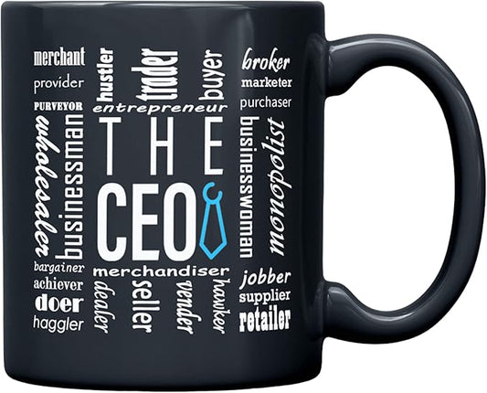 THE CEO Stylish Coffee Mug for Coffee Lovers - Premium Boss Mug with Gloss Finish - Premium Ceramic, Microwave Safe, 11oz Gift Mugs Special Edition (Black)
