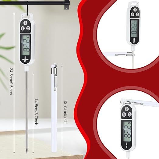 Copkim Meat Food Thermometer Food with Probe Water Liquid Instant Read Digital Thermometer Kitchen Cooking Supplies for Cooking BBQ Milk Yogurt(White)