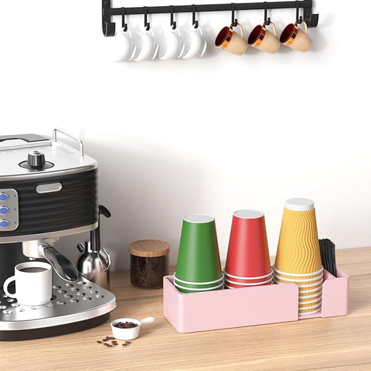 Coffee Cup Holder for Countertop - Pink Acrylic Coffee Bar Accessories 3 Cup Organizer Station Organizer Farmhouse Table Décor