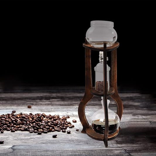 Iced Coffee Cold Brew Drip Tower 600ML/20.29OZ Capacity Sharing Pot Cold Brew Coffee Maker 6 to 8 Cups, Ice Coffees Machine for Home Coffees Shops Offices(Brown)