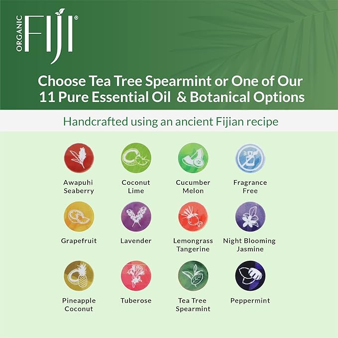 Coco Fiji Soap Bar for Face and Body Infused With Organic Coconut Oil, Tea Tree Spearmint, Essential Oil, Natural Soap for Moisturizing & Pore Purifying Skin, 7 oz,Pack of 12