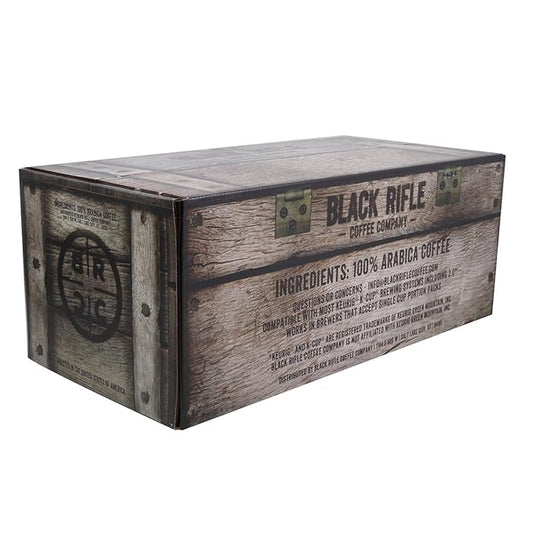 Black Rifle Coffee Company Supply Drop Variety Pack (96 Count of K Cups) - Silencer Smooth (Light), AK-47 (Medium), Just Black (Medium) & BeyondBlack (Dark Roast) - K Cups Coffee Variety Pack