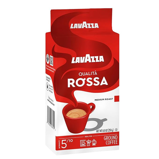 Lavazza Qualita Rossa Ground Coffee Blend, Medium Roast, 8.8-Ounce Brick
