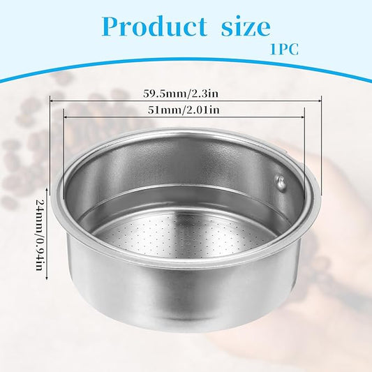 51mm Portafilter Basket, Stainless Steel Coffee Filter, Double Layer Pressurized Filter Basket Filter Basket Machine Parts for Coffee Machine Coffee Machine Replacement Accessories
