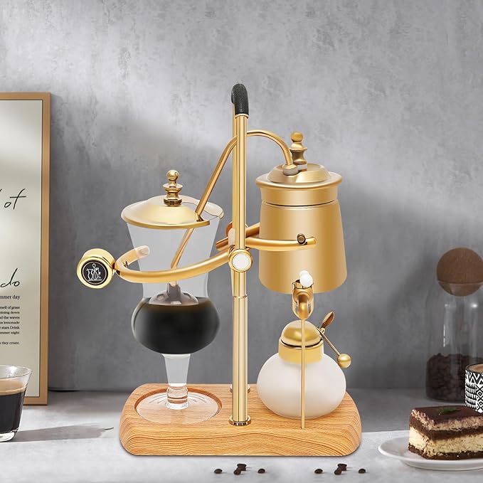 lhoehzhu 13.53oz Balance Siphon Coffee Maker, Vintage Coffee Maker with Measuring Cup/Spoon/Wick, Gravity Coffee Makers Syphon Coffee Brewer for Kitchens, Coffee Shops, Beverage Stores