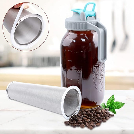 GMSWEET Mason Jar Cold Brew Coffee Maker 32 OZ Wide Mouth Cold Brew Pitcher With Brewer Filter For Coffee, Iced Tea, Sun Tea, Lemonade
