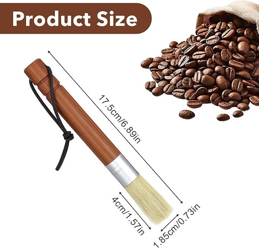 2-Pack Coffee Grinder Cleaning Brush, Espresso Machine Cleaner Tool, Coffee Brushes with Natural Rosewood Handle and Boar Bristle Used on Group Heads, Shower Screen, Portafilter, Scoop, Tamper