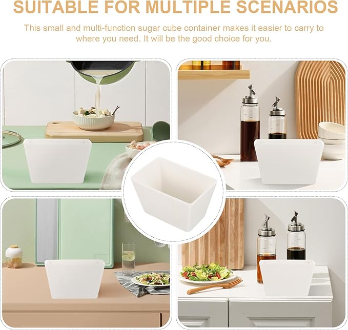 Square Ceramic Sugar Cube Jar with Lid and Spoon 4-Inch Table Sugar Container for Coffee and Tea for Dining and Entertaining