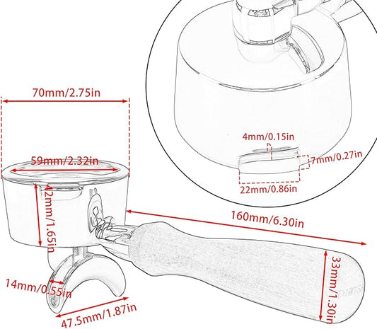 DIBTSA 58mm Portafilter Compatible with Gaggia, Double Spouts 2 Ears, with 304 Stainless Steel Reusable Filter Basket and Wood Handle, Espresso Machine Replacement Parts