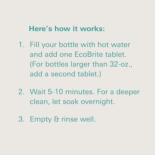 Owala EcoBrite All Natural, Powerful Cleaning Tablets, Cleans Stainless Steel, Tumbler, Insulated, Reusable, and Plastic Water Bottles, Chlorine and Phosphate Free (Pack of 10)