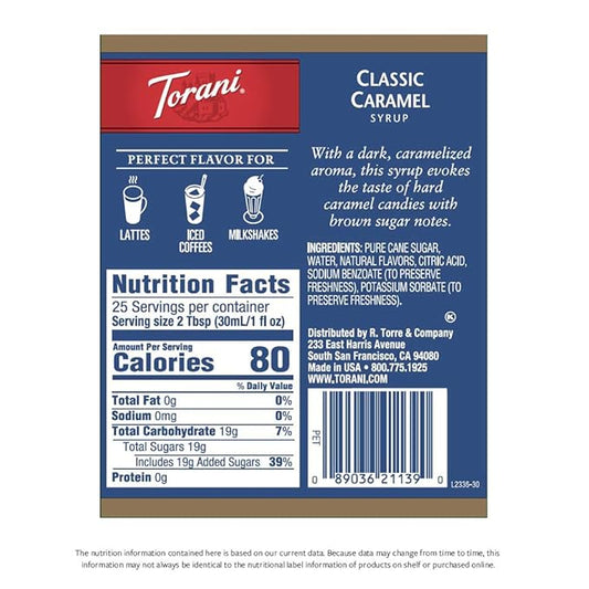Torani Syrup, Classic Caramel, 25.4 Ounces (Pack of 4)