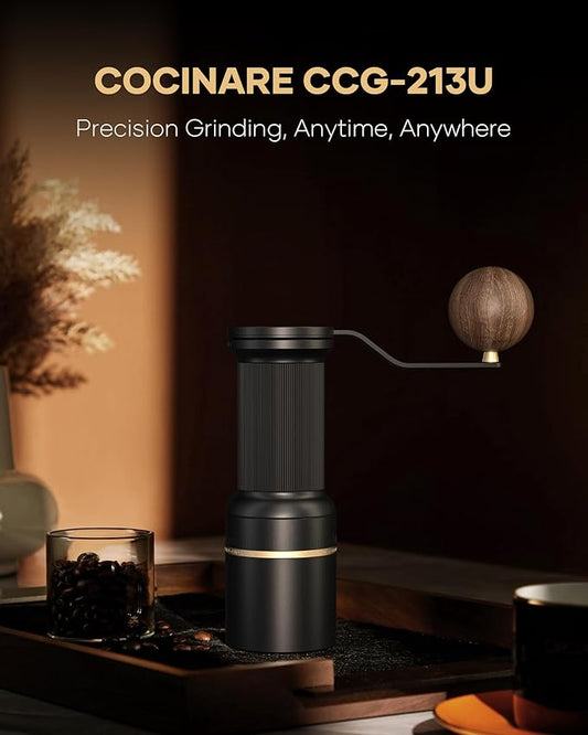 Cocinare ESSENCE DUO B38 Ultra Coffee Grinder - Electric Wireless 2-in-1 Removable Countertop Manual Grinder Kit, 80 Precision Setting, GhostEdge Burr - Design for Pour-over & Espresso(Obsidian Black)