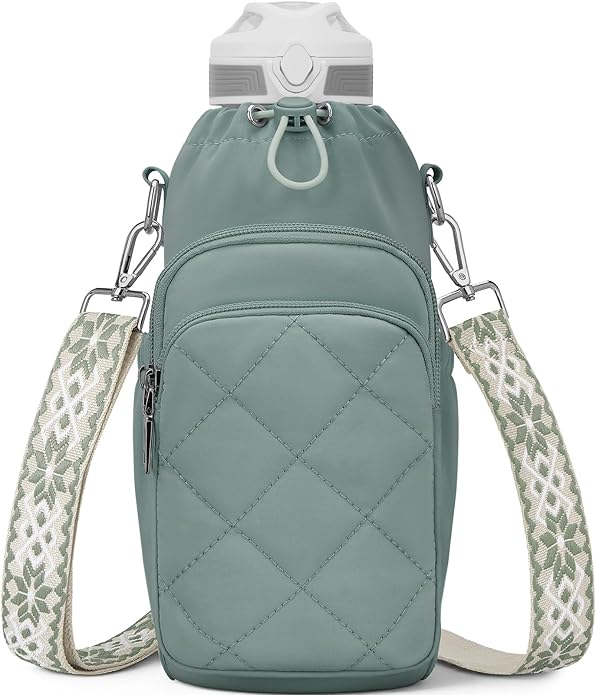 Water Bottle Bag Crossbody,Insulated Water Bottle Purse Crossbody Water Bottle Holder with Strap 40 oz