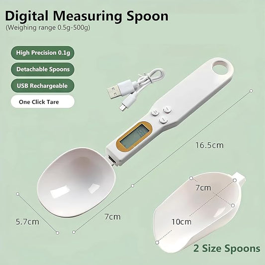 Digital Measuring Spoon Electronic Scale Spoon Weighing for Food Coffee Powder Tea Ingredients Spice Baking Kitchen Gram Measuring Spoons High Precision 0.1g