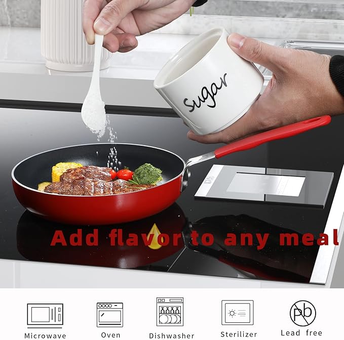 ONTUBE Ceramic Small Sugar Bowl with Lid and Spoon,Porcelain Sugar Pot,8oz (White)