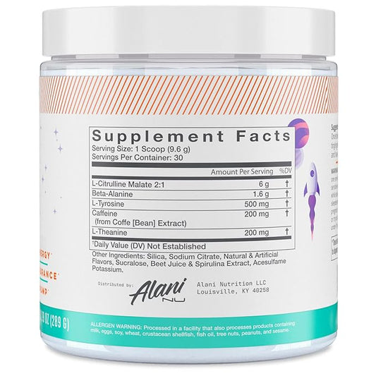 Alani Nu Pre Workout Powder GLAXAY Lemonade, Amino Energy Boost, Endurance Supplement, Sugar Free, 200mg Caffeine, L-Theanine, Beta-Alanine, L-Citrulline, 30 Servings