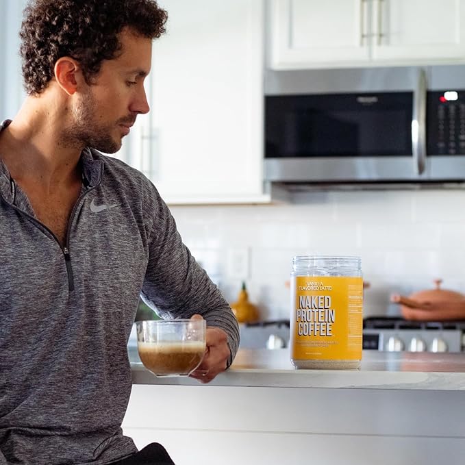 NAKED Vanilla Latte Protein Coffee - Premium Colombian Iced Coffee Protein Shake Drink, Delicious Keto Friendly and Gluten Free, 17 Servings