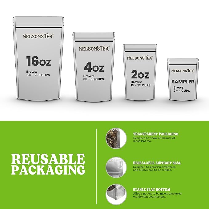 Nelson's Tea Tropical Samplers- 5 Flavors Variety Pack - Blueberry Acai Mojito, Cherry Coconut Pineapple, Coconut Mango Passionfruit, Peach Raspberry Punch, Pineapple Melon Punch - Sample Sizes