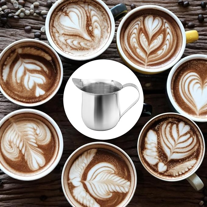 3 Oz Small Creamer Pitcher, Stainless Steel Bell Creamers, Mini Creamer Dispenser with Pouring Spout for Cream, Milk, Salad Dressing, Maple Syrup (2)