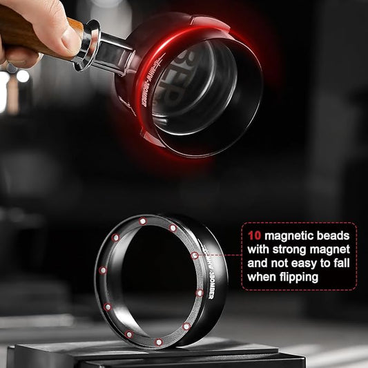 MHW-3BOMBER 58mm Espresso Dosing Funnel Magnetic Coffee Dosing Ring Portafilter Funnel Barista Tools Compatible with 58MM Portafilter DR5546B-OS