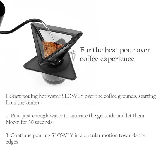Portable Pour Over Coffee Dripper with Storage case, Stainless Steel Mesh Reusable Coffee Filter, Dishwasher Safe, Ideal for Camping, RV, Backpacking, or at Home, Office
