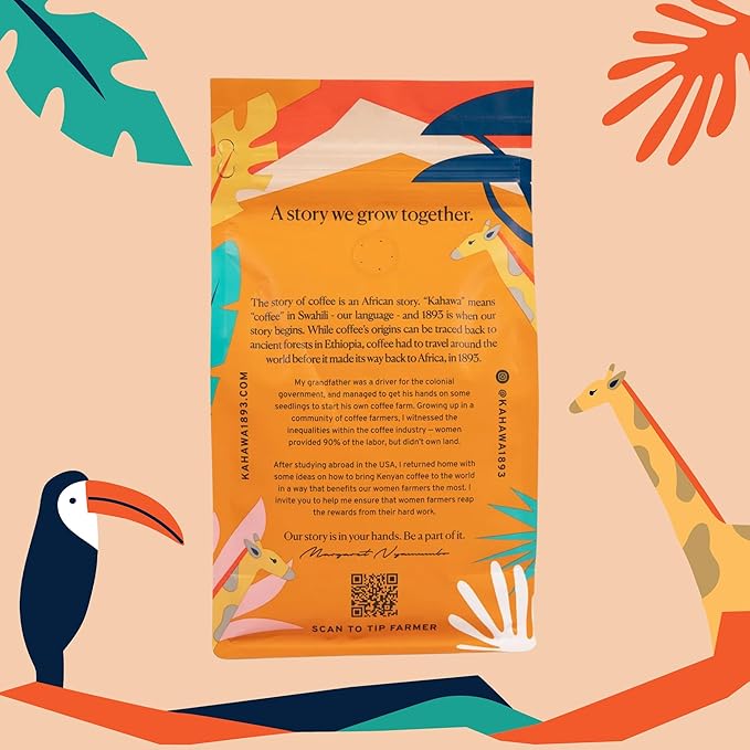 Kahawa 1893 Whole Bean Coffee Medium Roast Kenyan Blend 24 Oz - As Seen on Shark Tank, High Antioxidants, Naturally Sweet, Organically Grown, Ethically & Sustainably Sourced