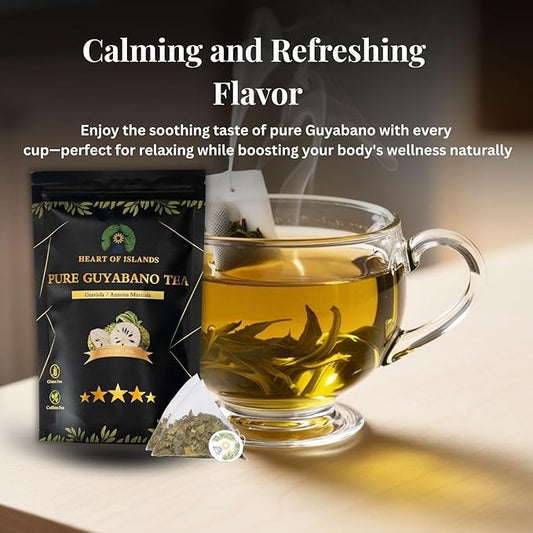 Heart of Islands KOSHER & HALAL Certified Soursop Tea Bags (2g Each) – Premium Guyabano (Graviola) Leaves from the Philippines – Organic Herbal Tea Bags Caffeine Free with Zero Calories 15 Count - Pack of 1