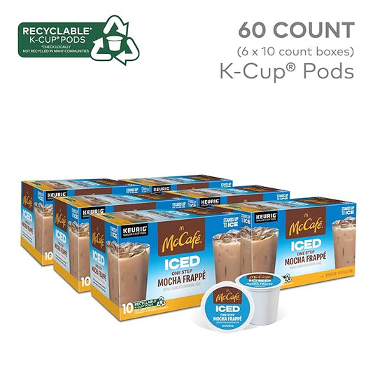 McCafe ICED One Step Mocha Frappe, Keurig Single Serve K-Cup Pods, 60 Count (6 Packs of 10)