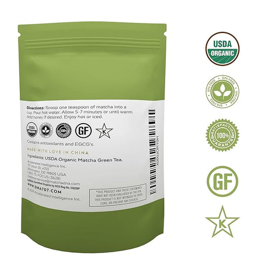 MATCHA DNA Certified Organic Matcha Green Tea Powder (8 oz BAG)